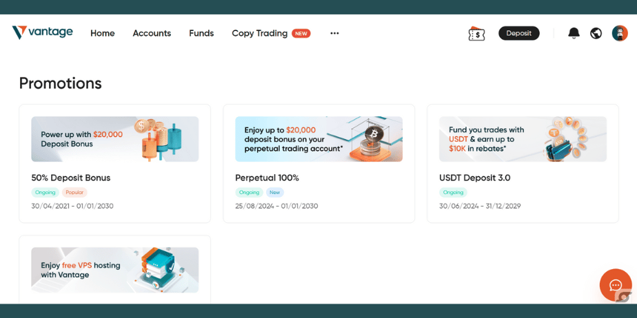 Vantage Markets Deposit Bonus